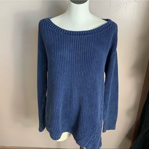 Knit Blue Sweater With Zipper Detail
